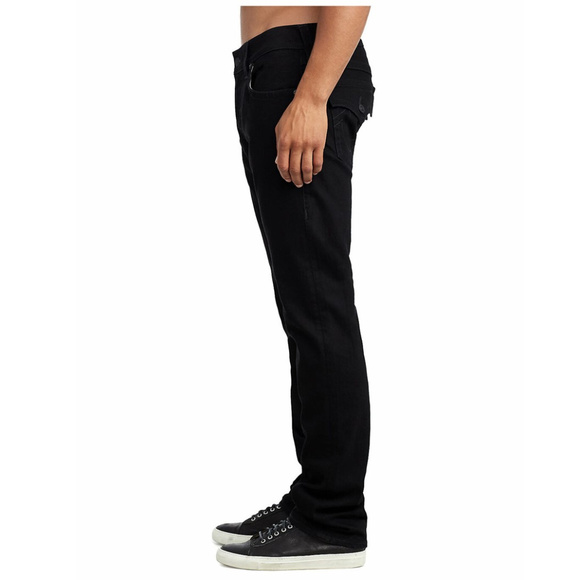True Religion Men's Rocco Skinny Fit Stretch Jeans w/ Flaps in Body Rinse Black - Picture 4 of 5